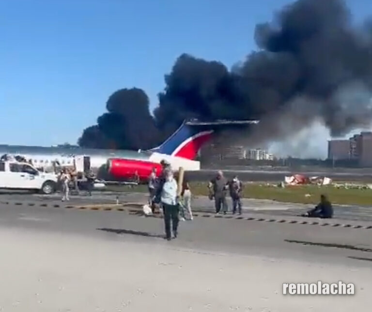 RED Air informó que fallas técnicas al aterrizar provocó incendio en el avión