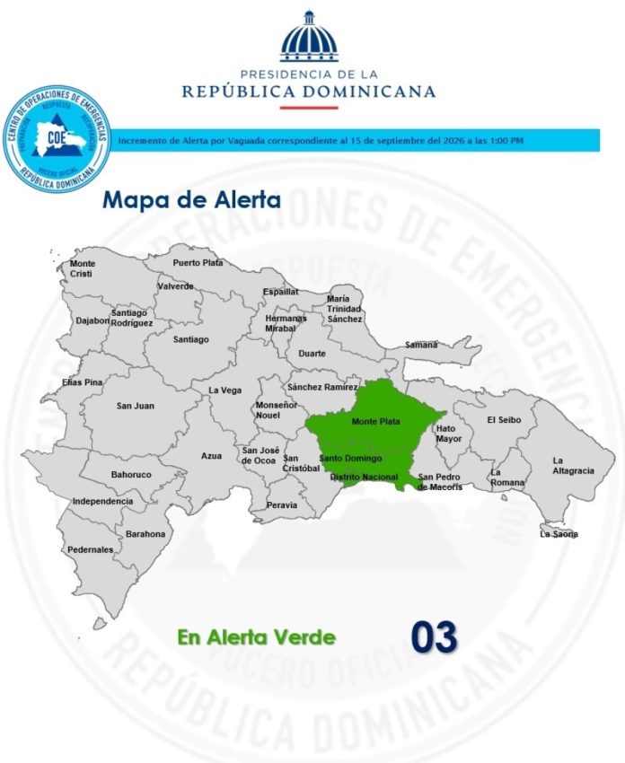 COE activa alerta verde para tres demarcaciones por efectos de vaguada