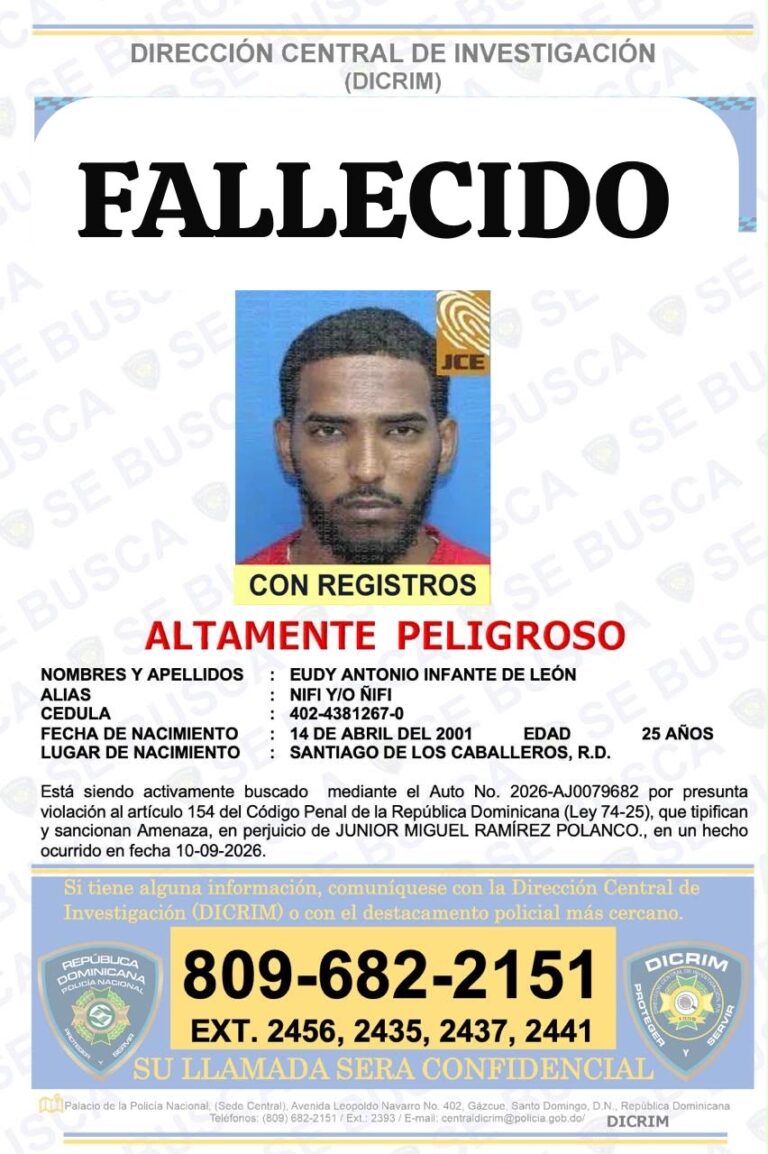 Muere “Nilfry” tras enfrentar a agentes de la Policía Nacional durante operativo en Santiago